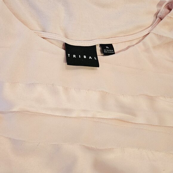 TRIBAL, Light pink pullover sleeveless ruffle layered blouse - Picture 11 of 11